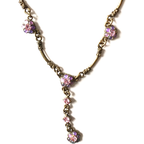 Vintage Style Necklace With Gemstone Flowers - Picture 5 of 5